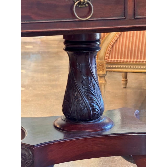 19th Century Regency Mahogany Library Table With Leather Top For Sale - Image 4 of 4