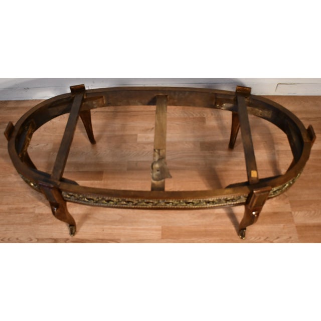 1930s French Walnut & Applied Brass Coffee Table For Sale - Image 9 of 9
