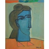 "Woman in Orange", Original Painting by Rebecca Jack (Framed) For Sale