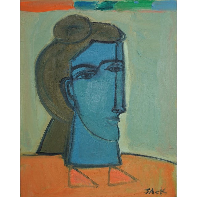 "Woman in Orange", Original Painting by Rebecca Jack (Framed) For Sale