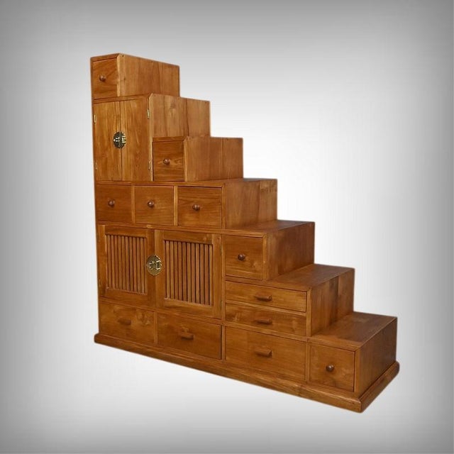 20th Century Teak Kaidan Tansu Part 2 Staircase Furniture, in Restored conditions. Designed 1990 to 1999