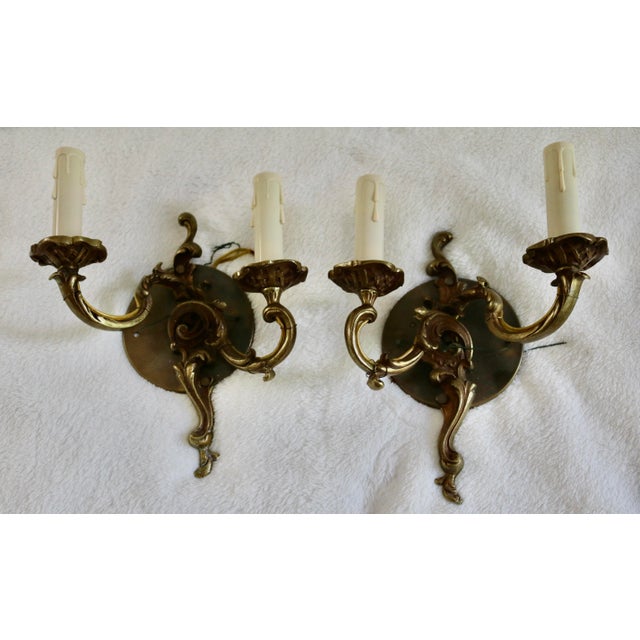 Vintage Electric Bronze Sconces - A Pair For Sale - Image 4 of 4