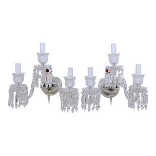 1980s Crystal Wall Sconces With Spear Crystals - A Pair For Sale
