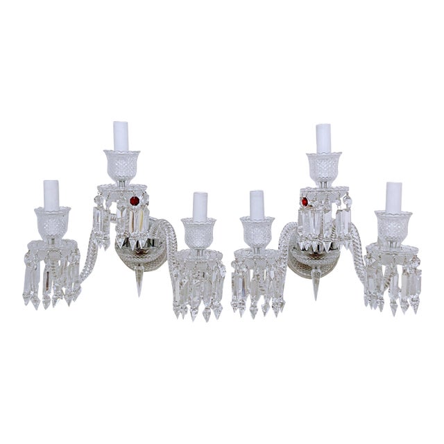 1980s Crystal Wall Sconces With Spear Crystals - A Pair For Sale