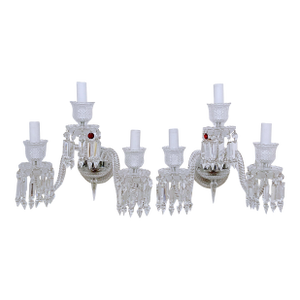 1980s Crystal Wall Sconces With Spear Crystals - A Pair