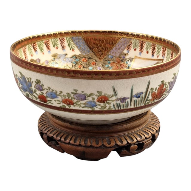 Antique Meiji Japanese Satsuma Bowl by Kozan, 1890s For Sale - Image 5 of 15