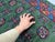 Green Tribal Geometric Hallway Runner Rug With Red and Turquoise Border, 2'9" X 16'1" For Sale - Image 11 of 13