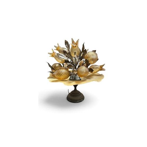Vintage Table Lamp with Amber Glass Fruits, Italy For Sale - Image 10 of 10