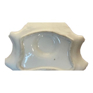 Antique German Handpainted Porcelain Inkwell Catchall For Sale