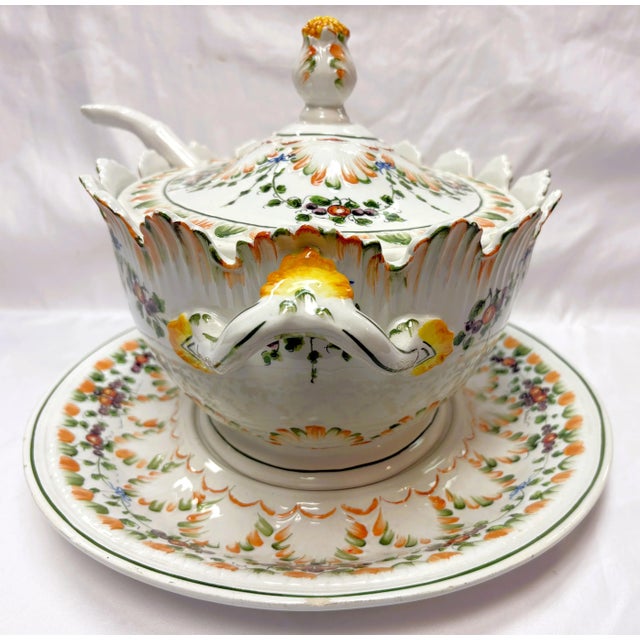 Mid 20th Century Italian Lidded Soup Tureen With Saucer and Ladle For Sale In West Palm - Image 6 of 12