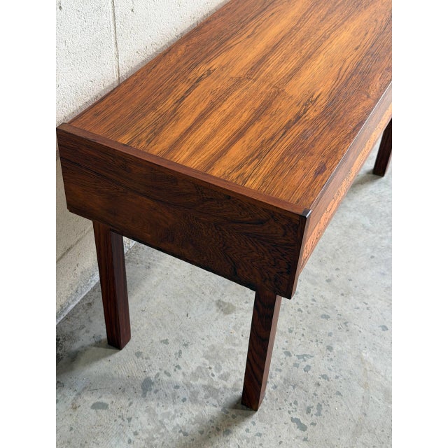 Rosewood One Drawer Entry Table With Etched Panel Risskov Møbelkunst Denmark 1960s For Sale - Image 9 of 10