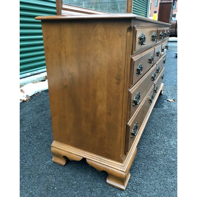 Ethan Allen Heirloom Maple Dresser & Mirror Chairish