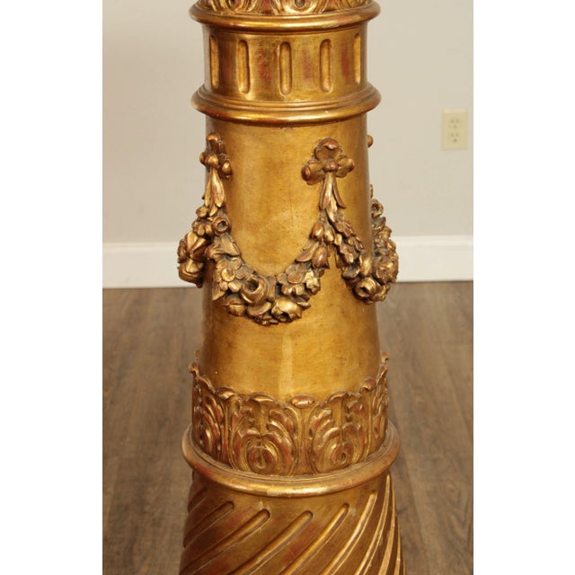 Antique 19th Century Italian Neoclassical Carved Giltwood Marble Top Pedestal For Sale In Philadelphia - Image 6 of 13