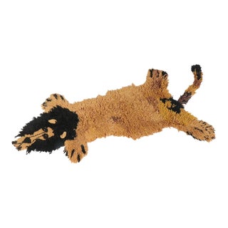 1970s Whimsical Lion Hooked Rug C. 1970's For Sale