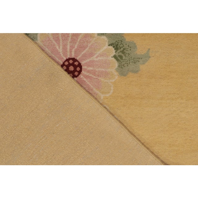 Textile Rug & Kilim Chinese Style Art Deco Rug in Gold with Red & Blue Floral Patterns - 8'x10' For Sale - Image 7 of 8