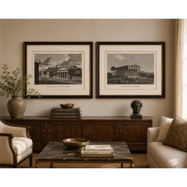 Tardieu, Set of Two Ancient Greek Temple Views, Parthenon and Theseion, 1825, Engraving For Sale - Image 12 of 13