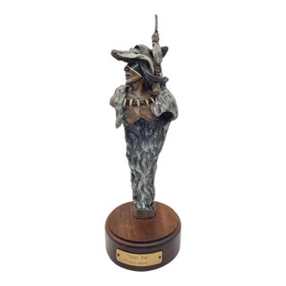1980s Limited Edition Bruce Contway Bronze Bust Sculpture "Crazy Dog" - 74/100 For Sale