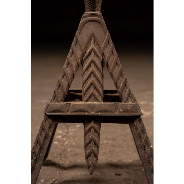 1920s Art Deco Cast Iron & Potoro Marble Smoking Stand With Fleur-De-Lis Finial For Sale - Image 9 of 10