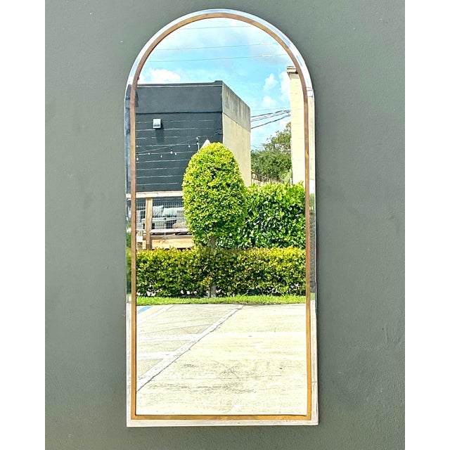 Vintage Arched Metal Mirror After Pace For Sale - Image 11 of 12