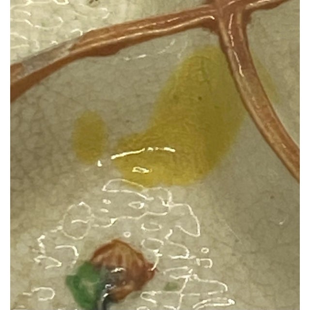 Majolica Vintage Divided Ceramic Hand Painted Dish Plate Majolica Style K Maker’s Mark Japan 1940’s For Sale - Image 4 of 12