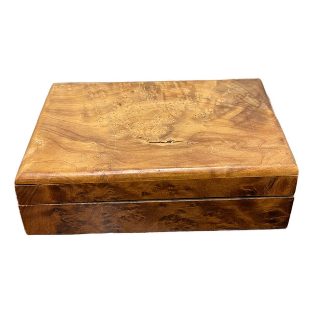 Burl Wood Hinged Keepsake Box For Sale