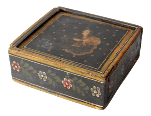 Vintage Painted Wooden Slide Top Box