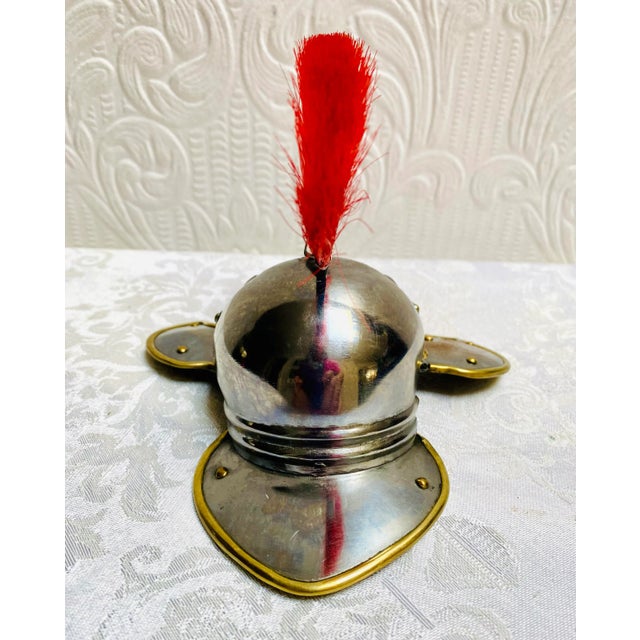 Italian Antique 1900s Miniature Roman Helmet Galea Paperweight For Sale - Image 3 of 12