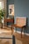 Elegant piano stool in stained birch with softly curved legs and a newly upholstered seat in Poodle in the color Cream...
