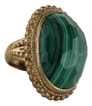 Early 21st Century Stephen Dweck Ring Malachite Bronze Gold Plated Cocktail Statement Size 6.75