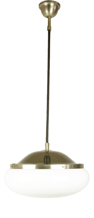 White and Brown Plastic Shade Model 2/5 Pendant Lamp by Gianemilio Piero & Anna Monti for Kartell, 1959