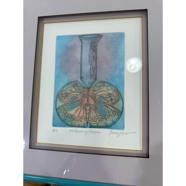 Abstract 1970s Lithograph Titled Metamorphosis Signed by the Artist Denzler 10x12 For Sale - Image 3 of 3