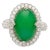 Vintage 7.29 Carat Jadeite Jade "A" Ring With Round Diamond Halo & 18k Milgrain Size 6 For Sale