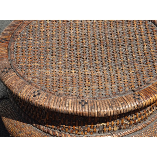 Vintage Mid Century Wicker End Table Side Table For Sale - Image 10 of 16
