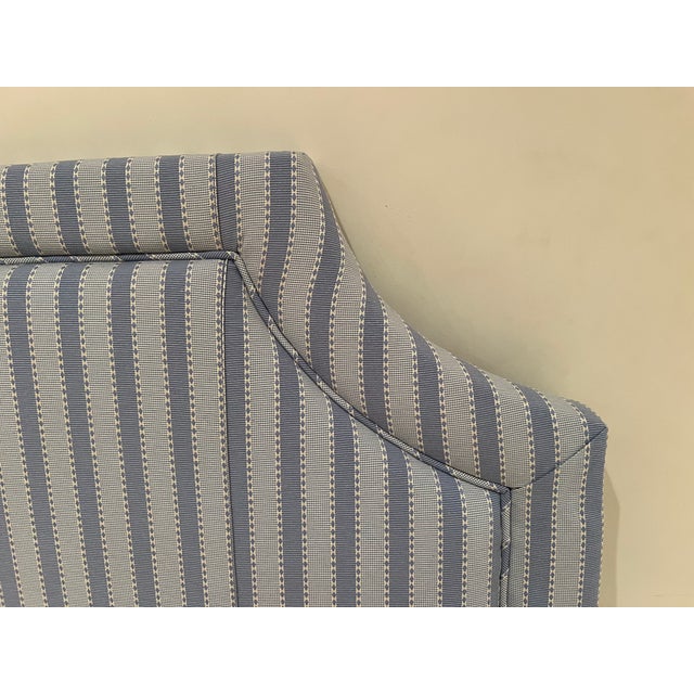 2020s King Upholstered Striped Blue Headboard For Sale - Image 5 of 6