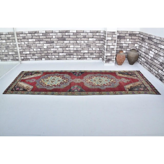 Textile 1960s Oversize Turkish Low Pile Runner For Sale - Image 7 of 9