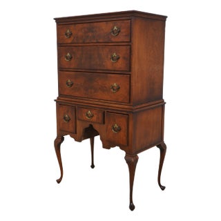 English George III Burl Walnut Small Highboy Chest For Sale