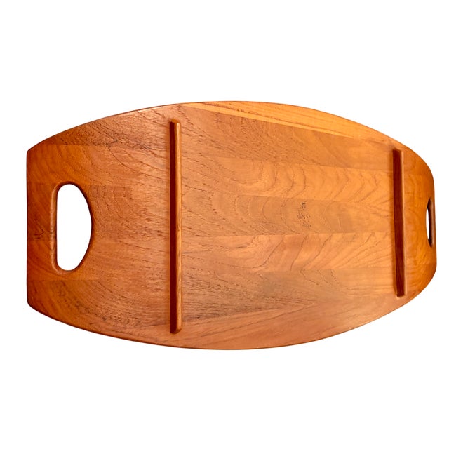 Wood 1950s Vintage Teak Large Dansk Surfboard Shape Serving Tray by Jens Quistgaard With Four Ducks Logo For Sale - Image 7 of 8