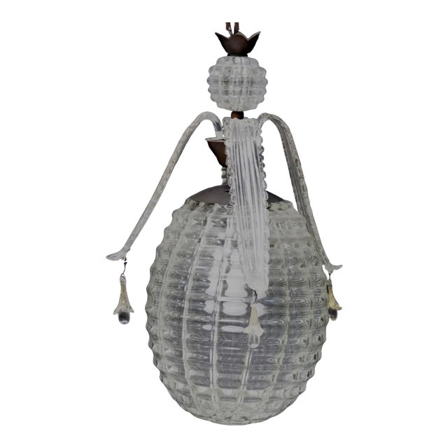 Mid-Century Italian Murano Glass Pineapple Hanging Ceiling Lamp For Sale