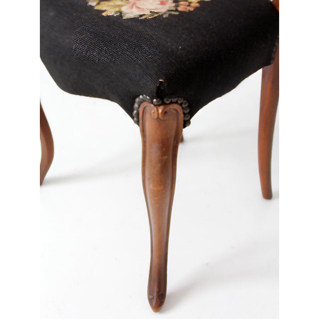 Antique Victorien Balloon Back Chair With Floral Needpoint Upholstery For Sale - Image 12 of 15