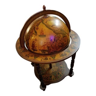 Vintage Italian Portable Zodiac Bar Cart Globe For Sale