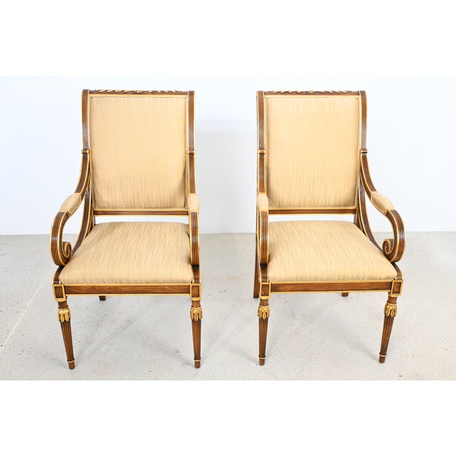 Karges Furniture Karges Furniture Louis XVI–Style Dining Armchairs With Gilt Accents – Pair For Sale - Image 4 of 17