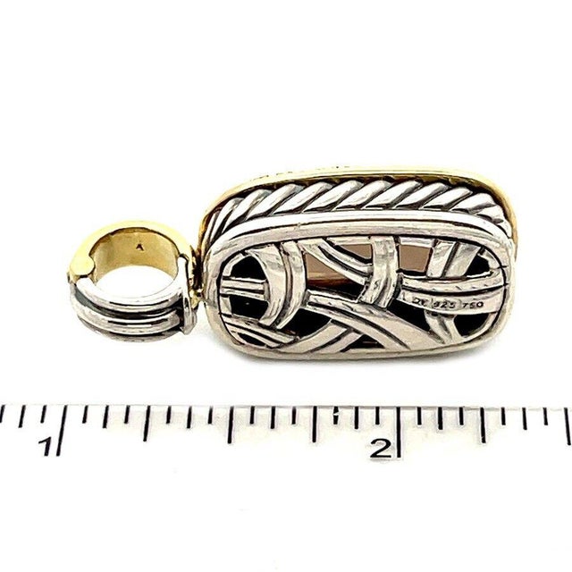 Late 20th Century Designer Diamond Smoky Quartz Sterling Silver 18k Yellow Gold Long Pendant For Sale - Image 5 of 5