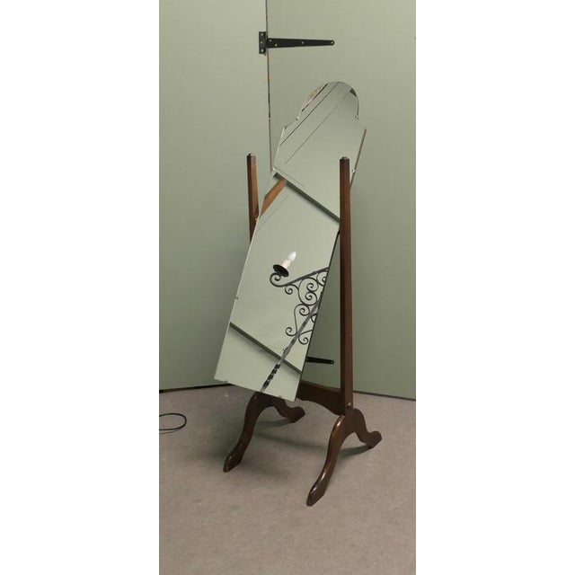 Art Deco Style Cheval Mirror with Arch-Shaped Top, 1930s For Sale - Image 4 of 6