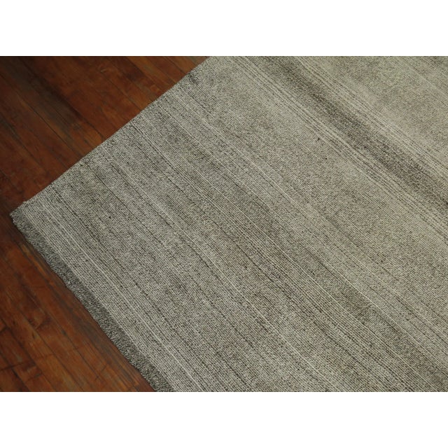 One of a kind, mid-20th-century Hand-knotted Minimalist large square Turkish kilim in gray. Professionally Washed &...