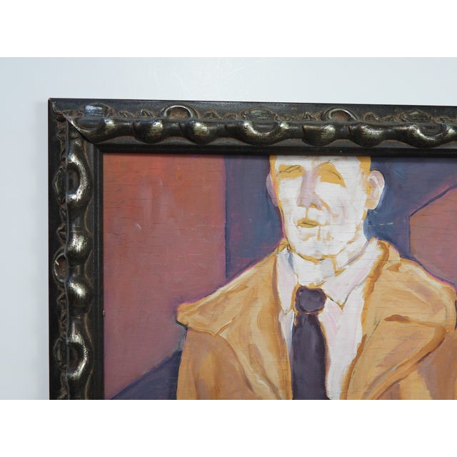 Contemporary Expressionist Man in Tan Coat Portrait Painting For Sale - Image 4 of 6