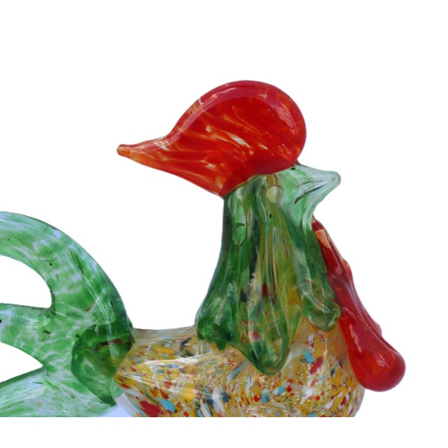 Glass Murano Style Hand Blown Glass Tall Rooster For Sale - Image 7 of 10