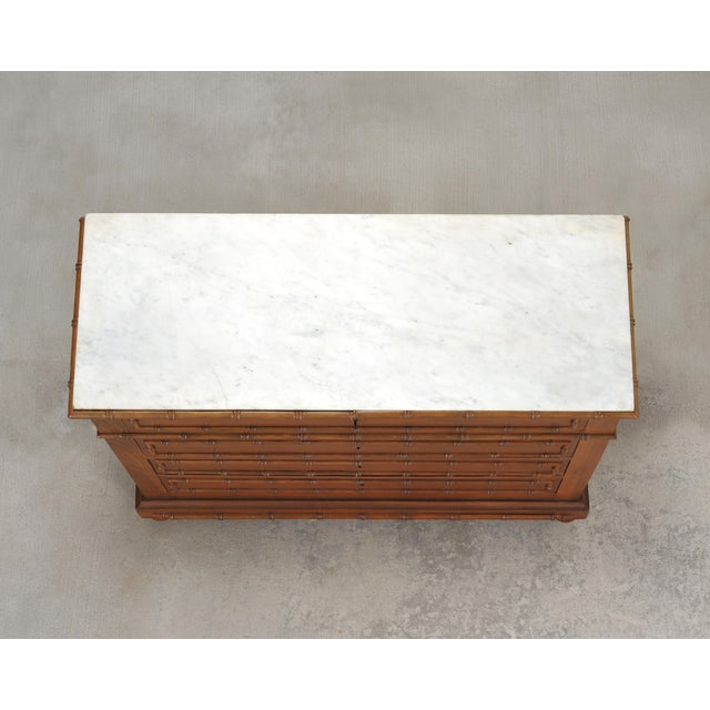 English Faux Bamboo Aesthetic Movement Marble Top Commode Dresser For Sale - Image 4 of 18