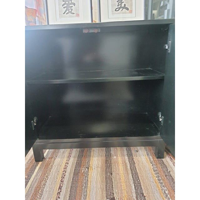 1980s 1980s Drexel Heritage Black Chinoiserie Style Sleek Cabinet For Sale - Image 5 of 6