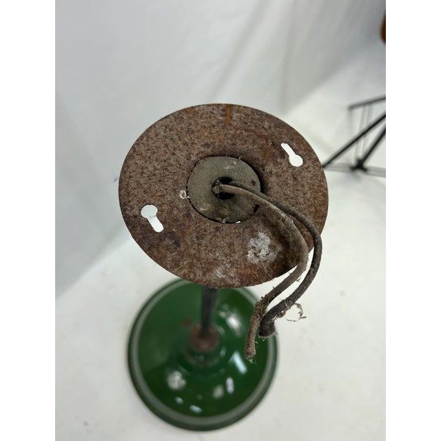 Green Vintage Industrial Green Porcelain Enamel Light Fixture For Sale - Image 8 of 9