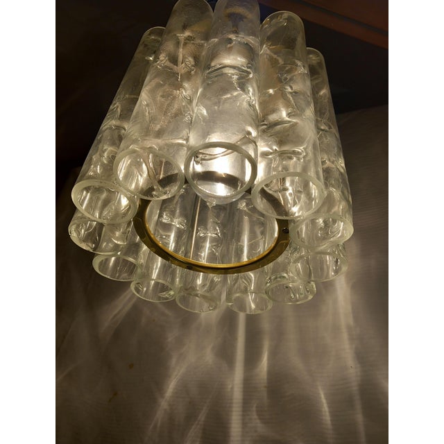 Gold Mid-Century Pendant with 12 Glass Tubes from Doria Leuchten, 1970s For Sale - Image 8 of 18